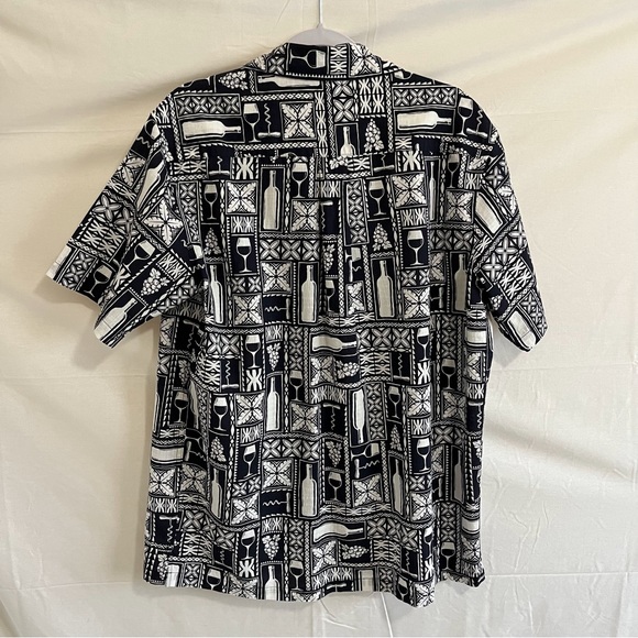 CHRIS’S STUFF Button Down Short Sleeve Wine Themed Shirt Black Size Large - Picture 2 of 8